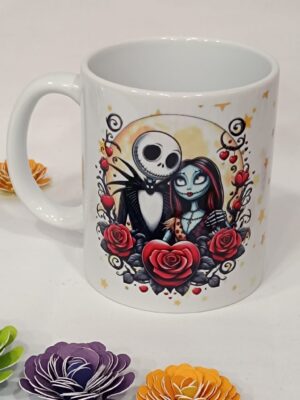 Taza blanca de películas y series