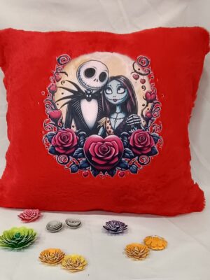 Cojín Jack y Sally con rosas